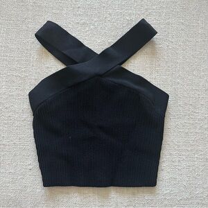 Aritzia Babaton Sculpt Knit Criss Cross Cropped Top